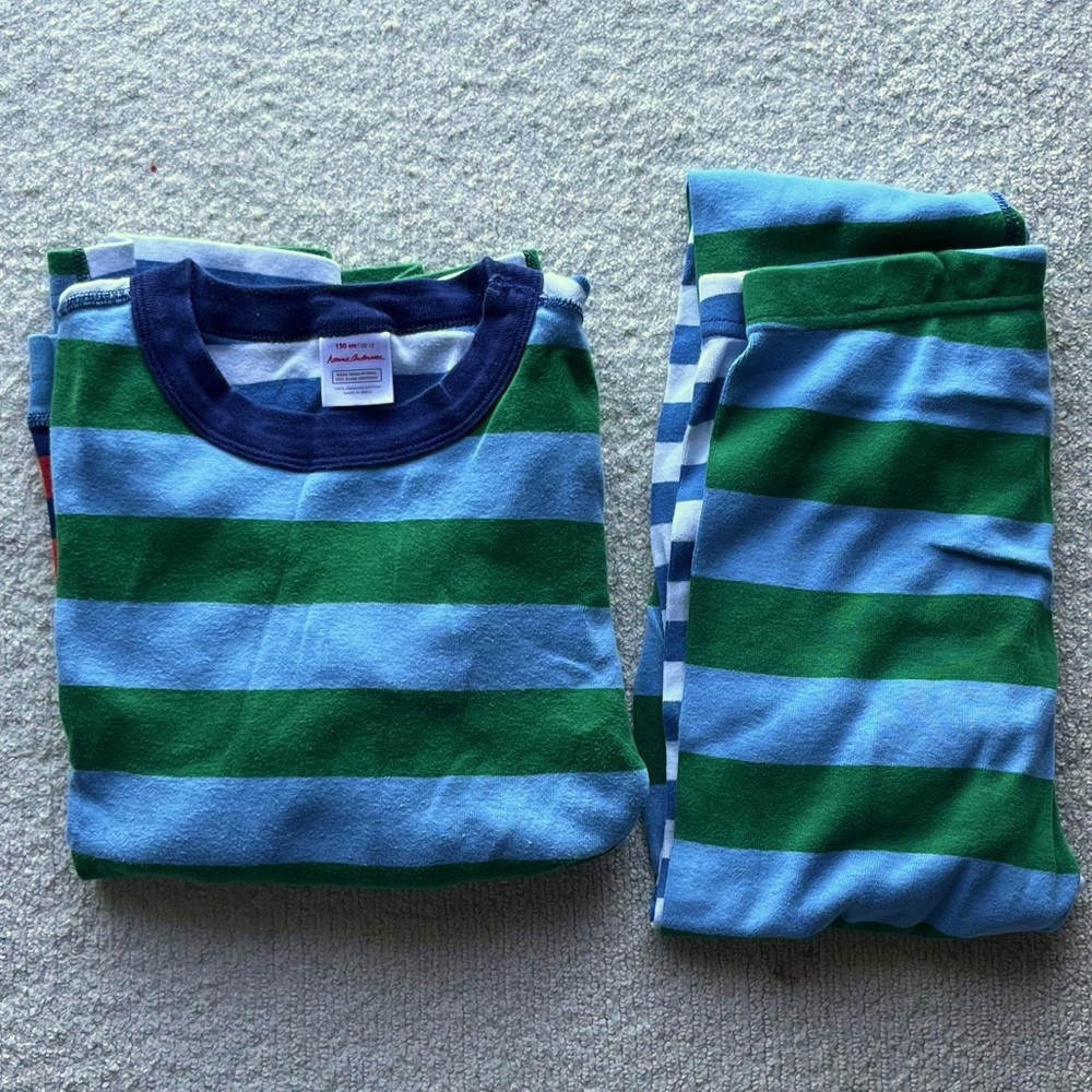 Hanna Andersson Long John Striped Pajamas in Organic Cotton Size 150